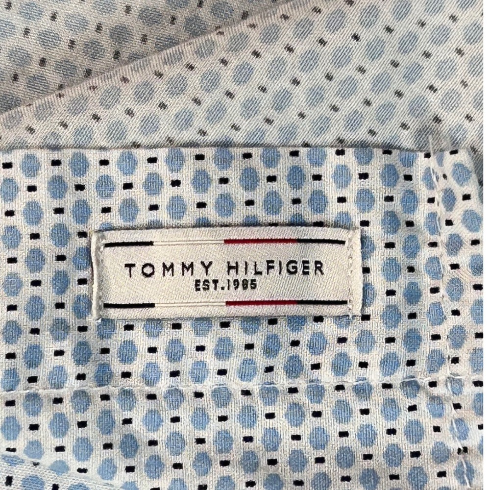 Tommy Hilfiger Mens Regular Fit Button Down Shirt Blue Geometric Print Size M - Picture 5 of 8